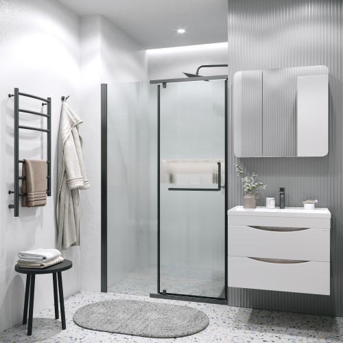 Душевая дверь Grossman Pragma 100.K33.03.120.21.02 120х195 стекло текстурное профиль черный матовый - фото 3