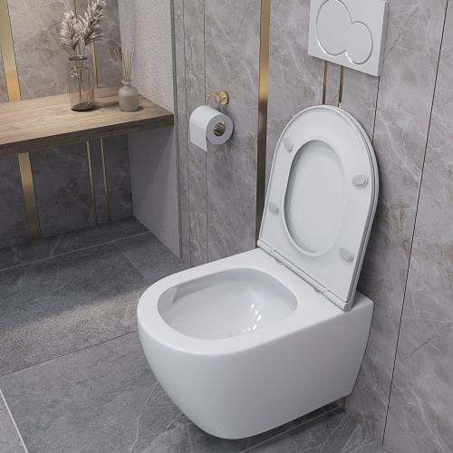 Унитаз подвесной Taliente Amato Esteso T3 AE65053 белый с сиденьем микролифт безободковый смыв торнадо - фото 5