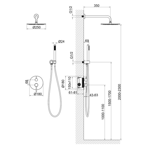Душевая система Timo Saona SX-2369/16SM встраиваемая в стену - фото 2