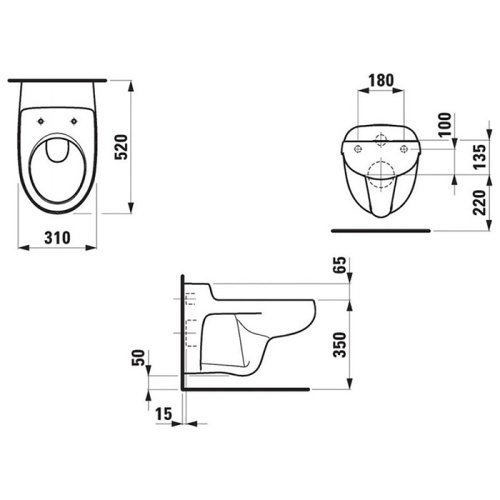 Чаша унитаза подвесная Laufen Florakids 8.2003.1.000.000.1 цвет белый без сиденья каскадный смыв - фото 2