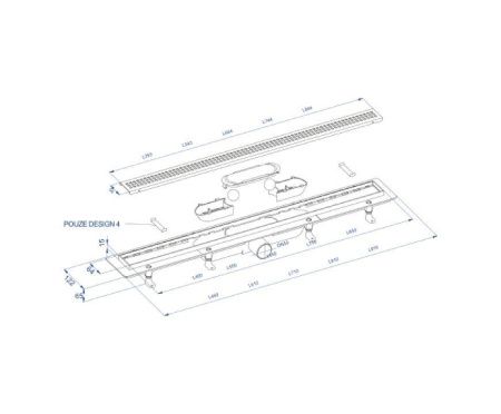 Душевой лоток PlastBrno DESIGN 4 SZA4650 70х5 хром