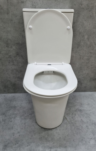 Унитаз напольный с бачком CeramaLux 1223A белый глянцевый с сиденьем микролифт безободковый душевой смыв - фото 3