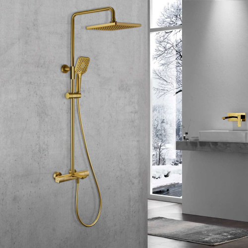 Душевая стойка Vincea Next VSFS-1N1TBG настенная цвет брашированное золото с термостатом