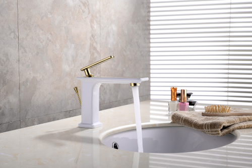 Смеситель LeMark Mista LM6406WG на раковину белый/золото - фото 2