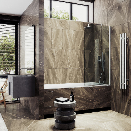 Душевая шторка на ванну Maybah Glass MGV-597-5 50х140 стекло прозрачное профиль хром матовый ориентация универсальная - фото 3