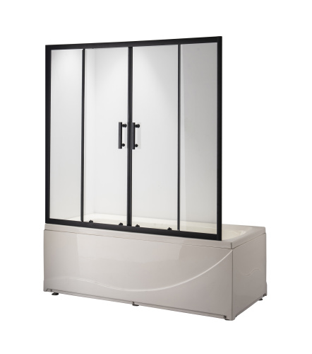 Душевая шторка на ванну Taliente TA-1714CB 170х140 стекло прозрачное профиль черный ориентация универсальная