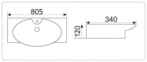 Раковина из санфаянса CeramaLux STR4282B 81х34 подвесная цвет белый 1 отверстие под смеситель - фото 3