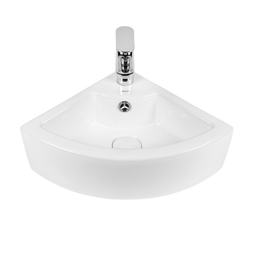 Раковина из сантехнического фарфора Bond Corner S91-320 33х33 подвесная цвет белый глянцевый 1 отверстие под смеситель - фото 2