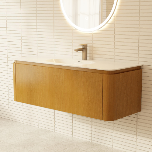 Тумба с раковиной+зеркало Art Decco Coco (Коко) ACC12W14S1M0 120x45x40 подвесная цвет белый дуб - фото 5