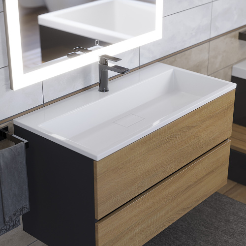 Раковина из литьевого мрамора Uperwood Barsa 2901120346 90х45 полувстраиваемая цвет белый - фото 3