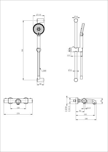 Душевой гарнитур со смесителем Wonzon & Woghand WW-C2006-A-MW настенный белый - фото 2
