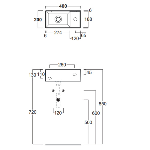 Раковина из санфаянса Simas Agile AG20 bi*1 40х20 подвесная цвет белый 1 отверстие под смеситель - фото 2