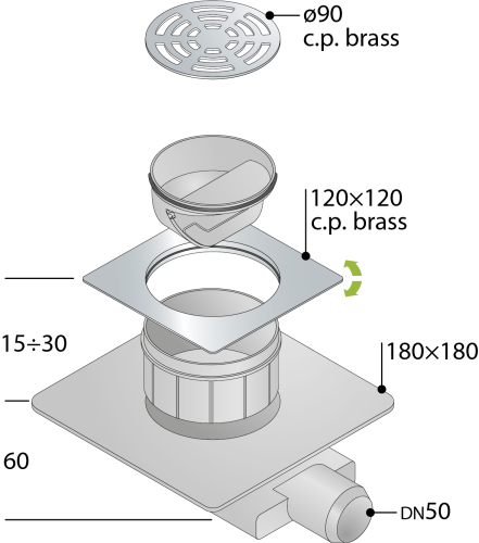 Душевой трап OMP Tea Tirana 2665.591.8 в пол - фото 2