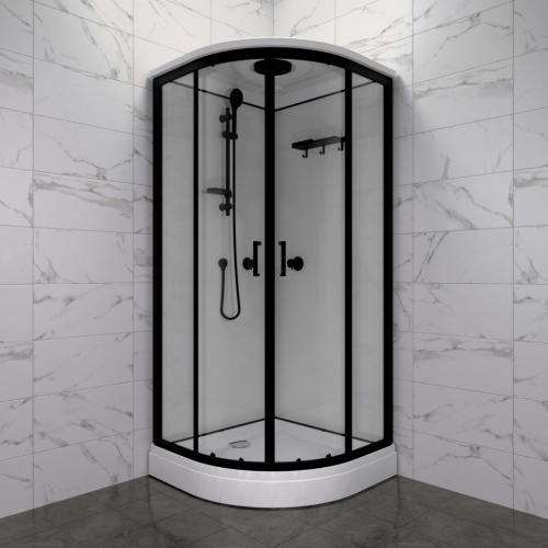 Душевая кабина Тритон Прайм-Блэк Щ0000071582 90х90 четверть круга с крышей ориентация универсальная - фото 5