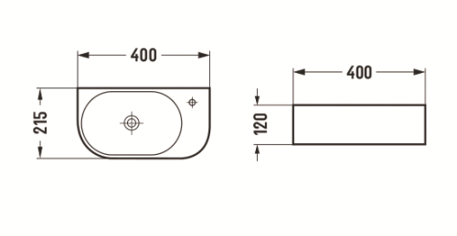Раковина из санфаянса CeramaLux 78204LB 40х22 подвесная цвет черный глянцевый 1 отверстие под смеситель - фото 2
