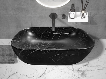 Раковина из сантехнического фарфора Cerutti SPA CR8217MMB 50х40 накладная цвет черный без отверстий под смеситель