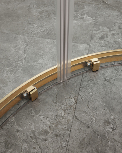 Душевой уголок Cezares MOLVENO MOLVENO-RH-22-130/120-C-BORO-IV 130х120 стекло прозрачное профиль золото брашированное без поддона - фото 5