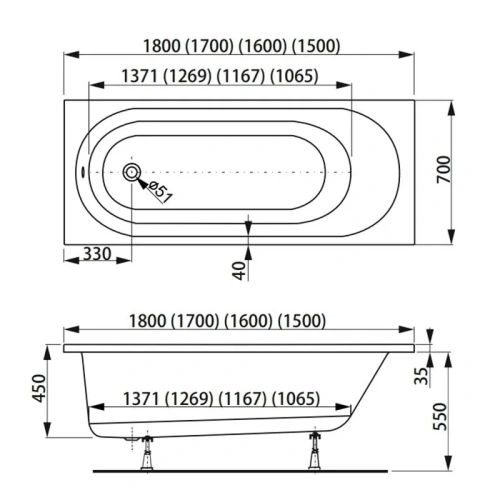 Ванна акриловая Vagnerplast Kasandra VPBA167KAS2X-04 160х70 пристенная прямоугольная без каркаса - фото 3