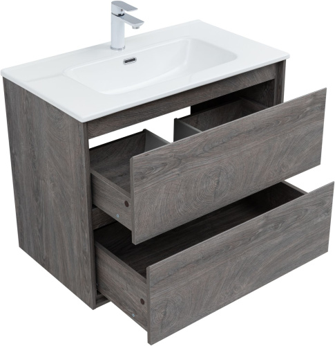 Тумба под раковину Aquanet Милан 00336374 80х45х64 подвесная цвет темное дерево - фото 3