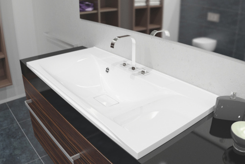 Раковина из литьевого мрамора Uperwood Elen 291120425 90х45 полувстраиваемая цвет белый - фото 3