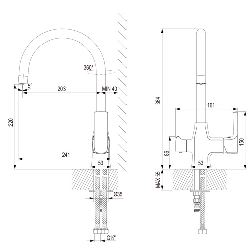 Смеситель для кухни LeMark Ursus LM7261BL на мойку черный - фото 3