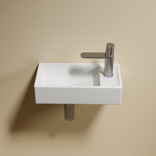 Раковина из сантехнического фарфора Ceramica Nova ELEMENT CN6051LMW 42х22 подвесная цвет белый матовый 1 отверстие под смеситель - фото 5