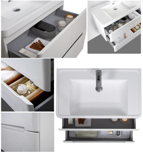 Тумба с раковиной Parly River River100 99,2х47,4х50 подвесная - фото 4