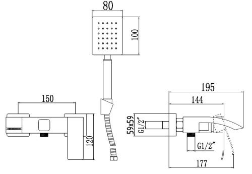 Смеситель для ванны и душа Fmark FS8624H настенный черный - фото 2