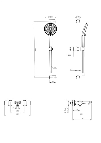 Душевой гарнитур со смесителем Wonzon & Woghand WW-C2018-A-CR настенный хром - фото 2