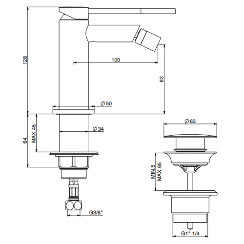Смеситель Gattoni CIRCLE TWO 9150/91NS на биде никель - фото 2