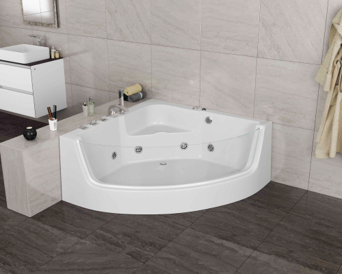 Ванна акриловая гидромассажная Grossman GR-15000-1 150х150 угловая четверть круга с ножками - фото 4