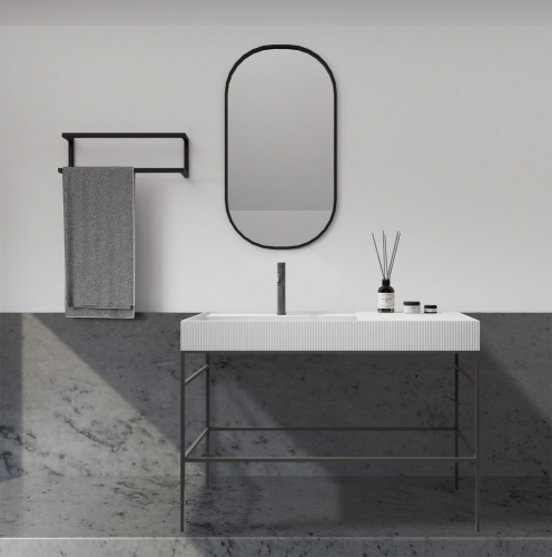 Консоль с раковиной Abber AS2647 120х48х85 напольная цвет черный - фото 2