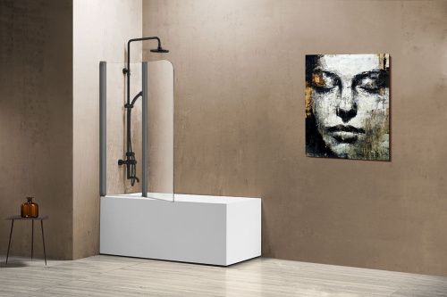 Душевая шторка на ванну Vincea VSB VSB-12114CLGM 115х140 стекло прозрачное профиль вороненая сталь ориентация универсальная - фото 2
