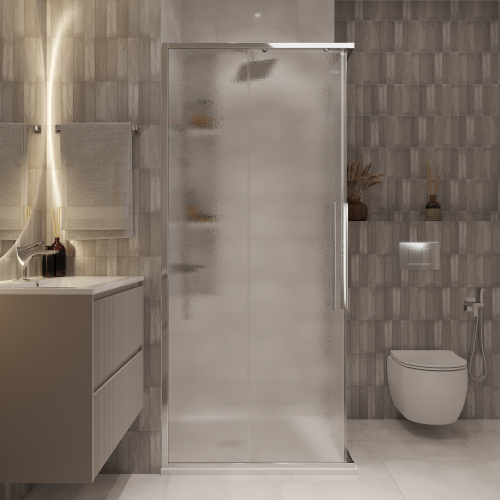 Душевой уголок Niagara Nova NG-3624-34 100х100 стекло шиншилла профиль хром глянцевый без поддона - фото 4