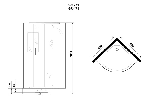 Душевая кабина Grossman Classic GR171 90х90 четверть круга без крыши ориентация универсальная - фото 4