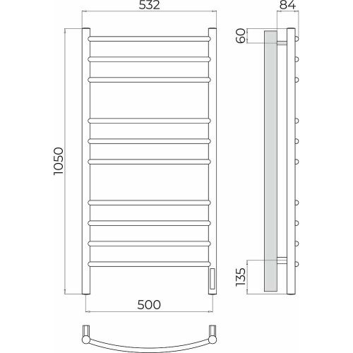 Полотенцесушитель Terminus 4670078544469 53х105 электрический хром - фото 3