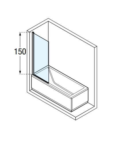 Душевая шторка на ванну Novellini Young Y21V85-1K 85х152 стекло прозрачное профиль хром ориентация универсальная - фото 2