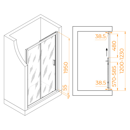 Душевая дверь RGW Passage 350801612-14 120х195 стекло прозрачное профиль черный - фото 3