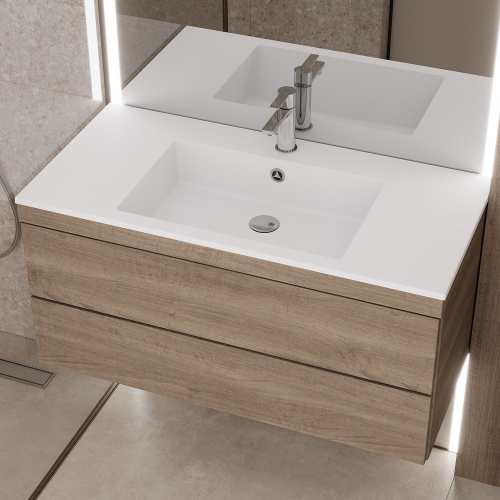 Раковина из литьевого мрамора Uperwood Megan 45481000004 100х48 полувстраиваемая цвет белый - фото 2