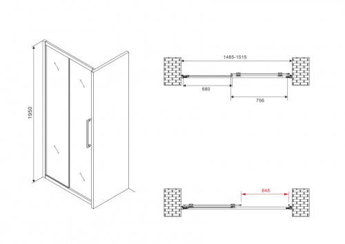 Душевая дверь Abber Schwarzer Diamant AG30150BMH 150х195 стекло матовое профиль черный - фото 5