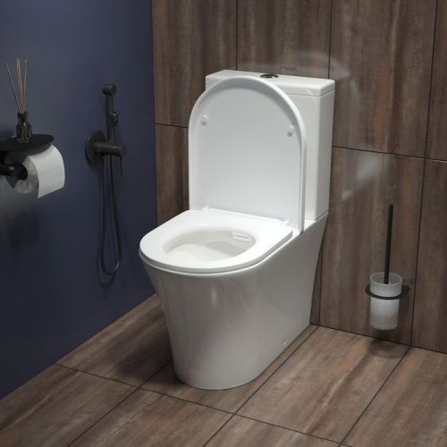 Унитаз-компакт напольный с бачком IDDIS Stone STNRDSEi24 белый с сиденьем микролифт  смыв воронка-водоворот - фото 3