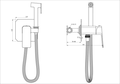 Гигиенический душ со смесителем Wonzon & Woghand Diamond WW-88829011-CR хром - фото 2