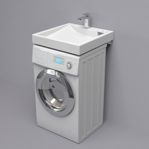 Раковина из искусственного мрамора Altasan LUX UPP50LUXs 50х55 над стиральной машиной цвет белый 1 отверстие под смеситель - фото 2