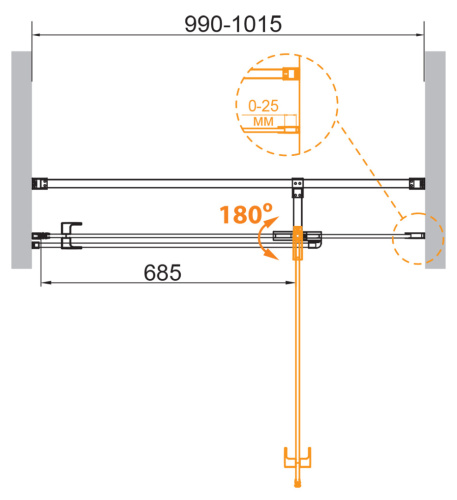 Душевая дверь Cezares VALVOLA VALVOLA-B-1-100-C-Cr 100х195 стекло прозрачное профиль хром глянцевый - фото 2