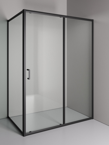 Душевой уголок Orange E23-14090TB 140х88,59 стекло прозрачное профиль черный без поддона - фото 2