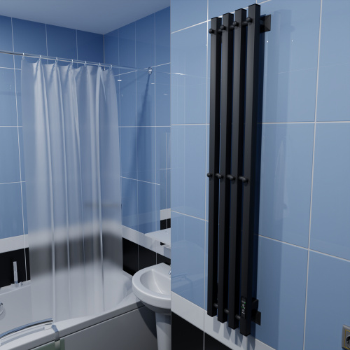 Полотенцесушитель Altasan АргоПроф АргоПроф12021ЧМ подвесной 21х120 электрический черный муар - фото 2