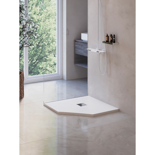Душевой поддон RGW Stone Tray 16155099-01 90х90 искусственный камень белый без ножек - фото 3