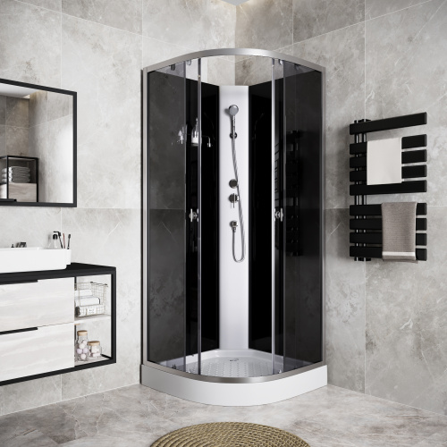 Душевая кабина Niagara Eco E90/13/TN/BK 90х90 четверть круга без крыши ориентация универсальная - фото 3