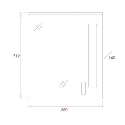 Зеркало-шкаф Onika Кристалл 205818 58х16х71 подвесной - фото 3