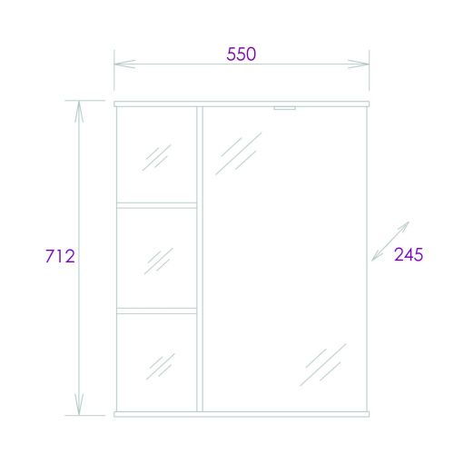 Зеркало-шкаф Onika Карина 205513 55х25х71 подвесной цвет белый - фото 3